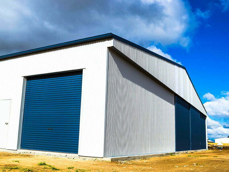 Aircraft Hangar with Metal Sliding Doors