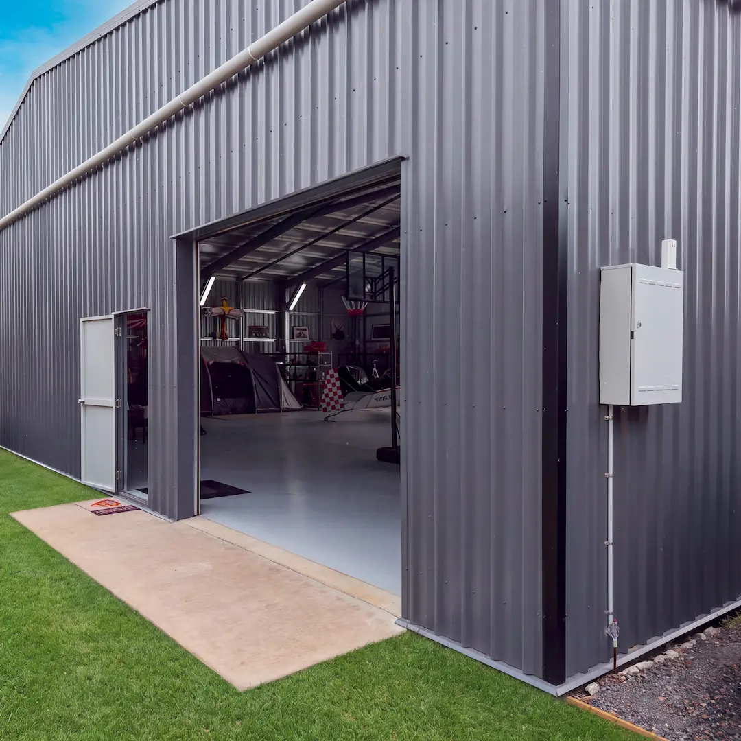 Custom Aircraft Hangar with Additional Roller Door Vehicle Access