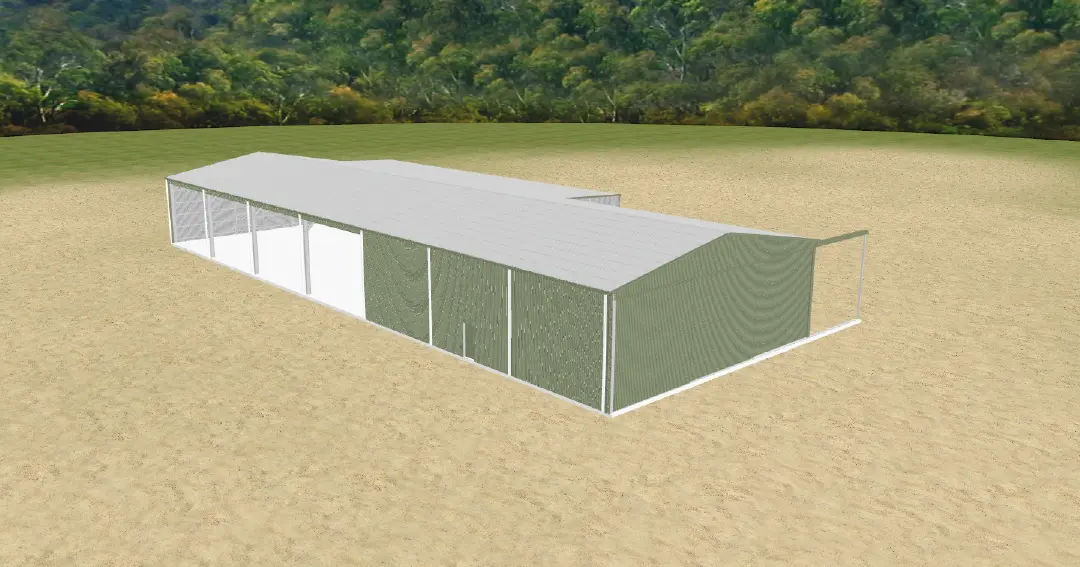 3D model showing the proposed farm shed with wall cladding
