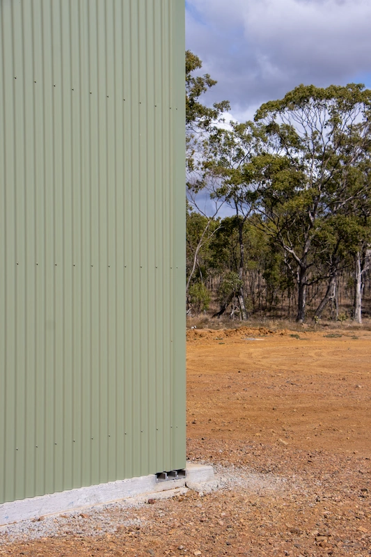 Custom flashing details on the steel shed